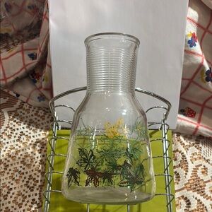 Leaf Design Glass Carafe